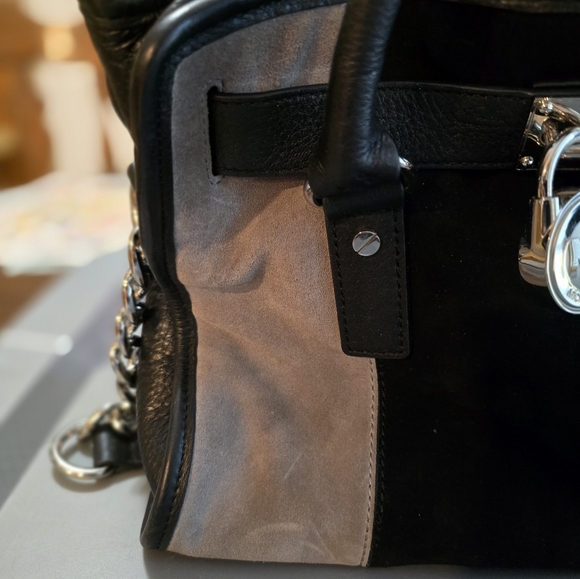 Michael Kors Hamilton medium Suede Colorblock Satchel - Picture 2 of 9